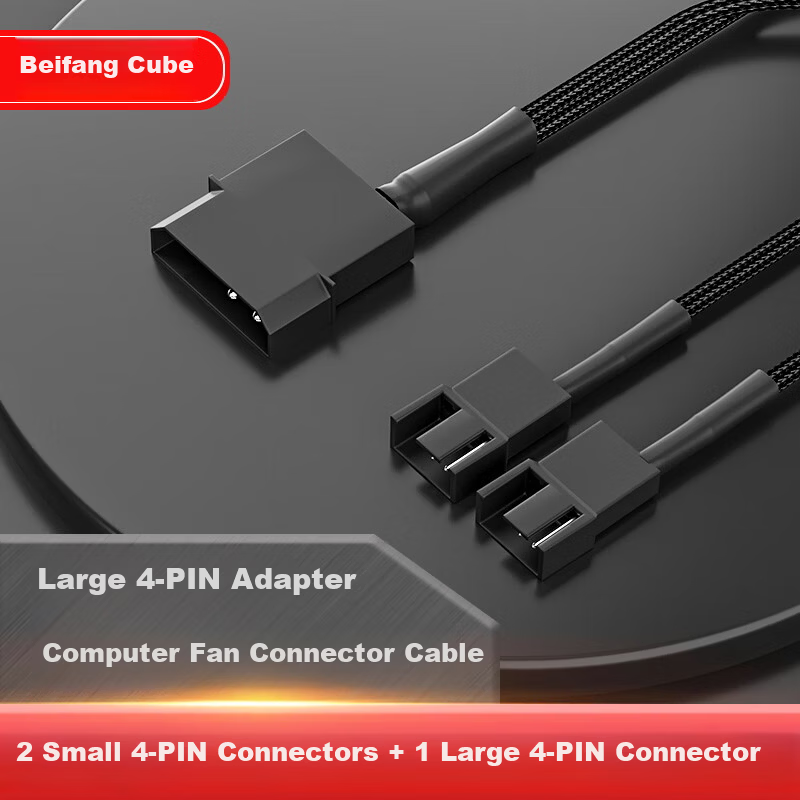 BURLEFRAN Large 4-Pin to Small 4-Pin Computer Fan Power Cable 3-Pin 4P Splitter 1 to 1/2/3/4/5 Extension Cable 27cm Length