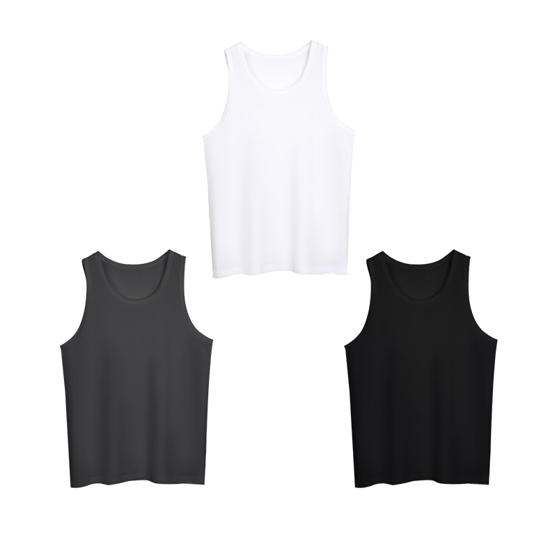 Hodo Men's Vest 10A Antibacterial Class A Pure Cotton Breathable Sweat-Absorbing Loose Fashion Simple Round Neck Versatile Vest 3-Pack