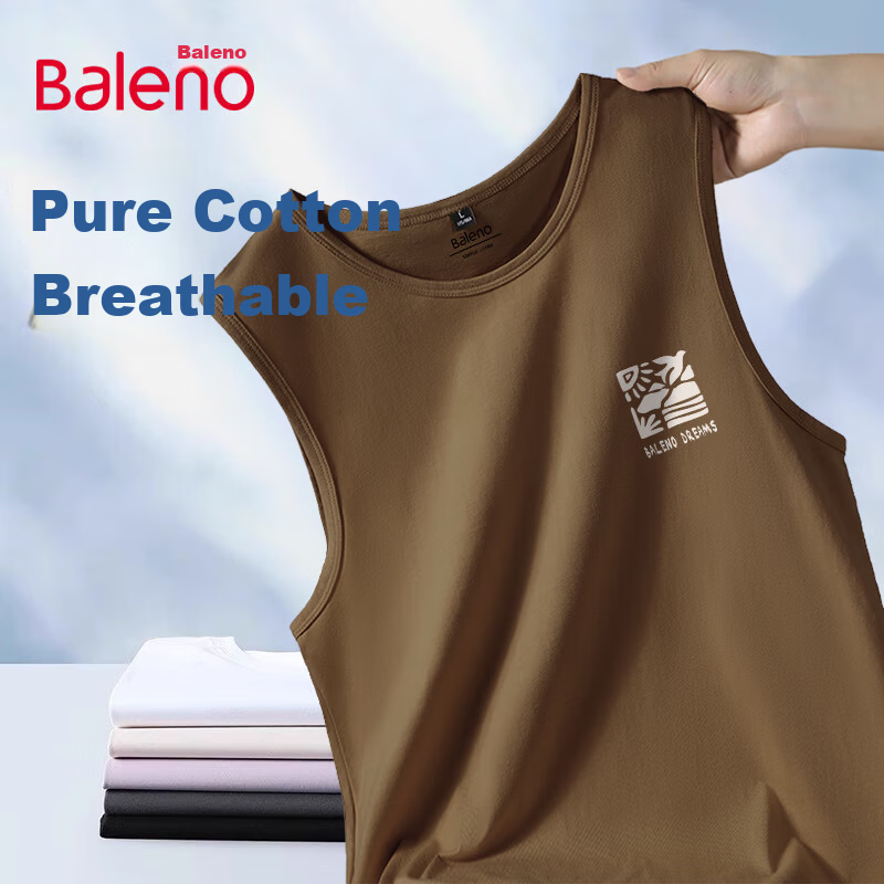 Baleno Men's Cotton Vest Summer Breathable Basic Sports Fitness Sweat-Absorbing Basketball Loose Casual Tank Top 18