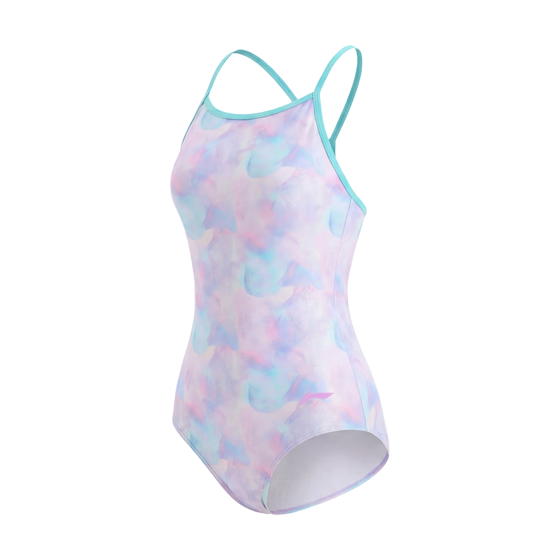 LI-NING Women's Premium 2026 New One-Piece Triangle Swimsuit Comfortable Swimwear 1442 Purple M