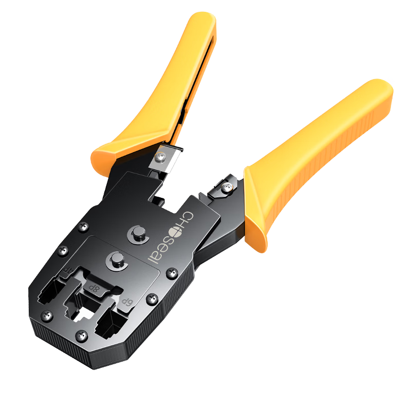 CHOOSEAL (CHOSEAL) Network Cable Crimper, Engineering Network Telephone Line RJ45 Connector Crimping Tool, 4P/6P/8P Multi-Functional Labor-Saving Wire Stripper And Crimper, 1 Piece, QS9070