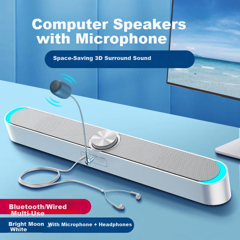 SADA Microphone Computer Speaker Headset All-in-One Desktop Home Desktop Bluetooth Speaker USB Wired Multimedia Subwoofer Laptop Speaker 1