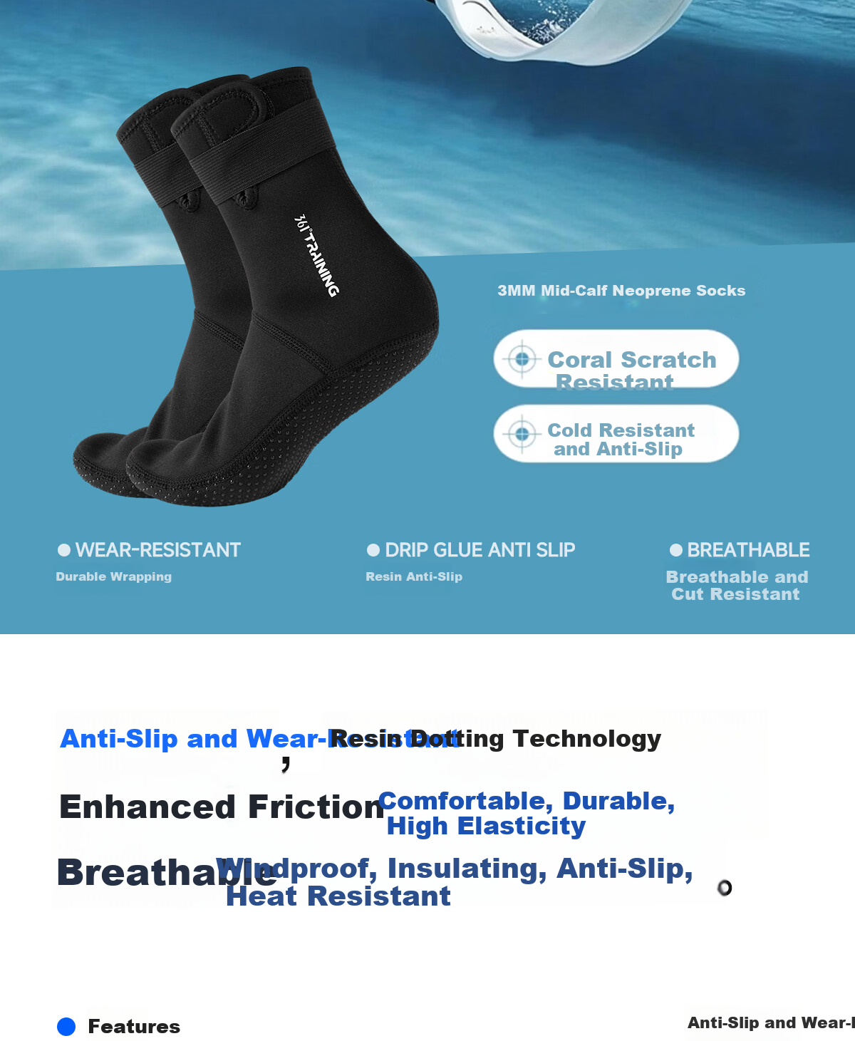 361° Beach Socks Diving Socks Winter Swimming Socks Adult Unisex Snorkeling Gear Diving Equipment 2