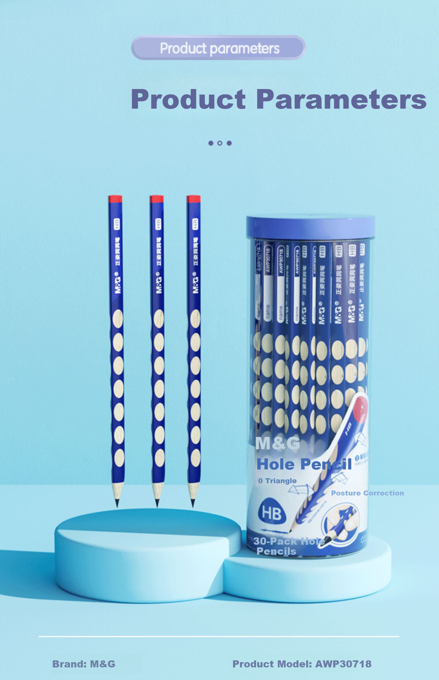 M&G Stationery HB Hole Pencil 30pcs Student Writing Practice Pencil Children Posture Correction Triangular Wooden Grip AWP30718 13