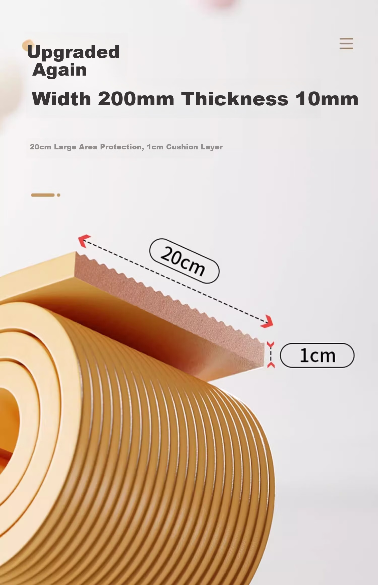 YOUBEISHI 2m Edge Guard Bumper Strip Thickened Corner Cabinet Door Protective Strip for Kids Play Mat Assembly 4