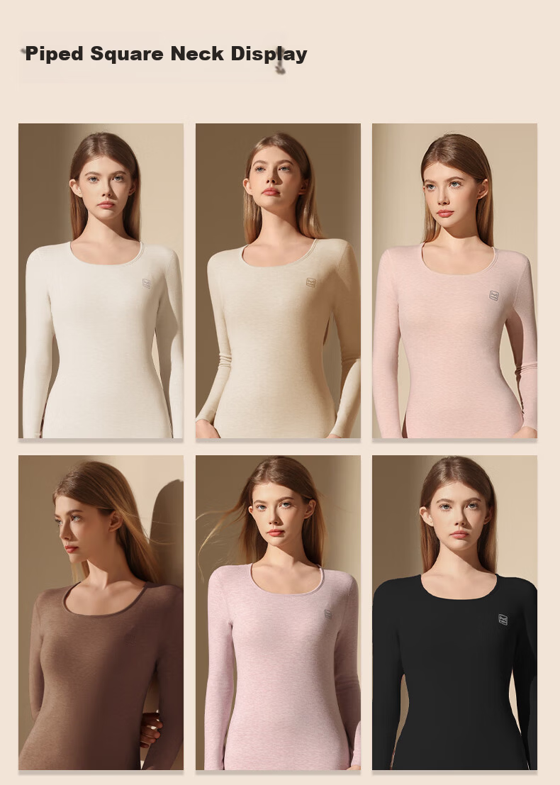 MiiOW 【Goose Down Silk】2025 New Warm Underwear Women's Half High Collar Cashmere Thermal Thickened Autumn Clothes Autumn Pants Set 13