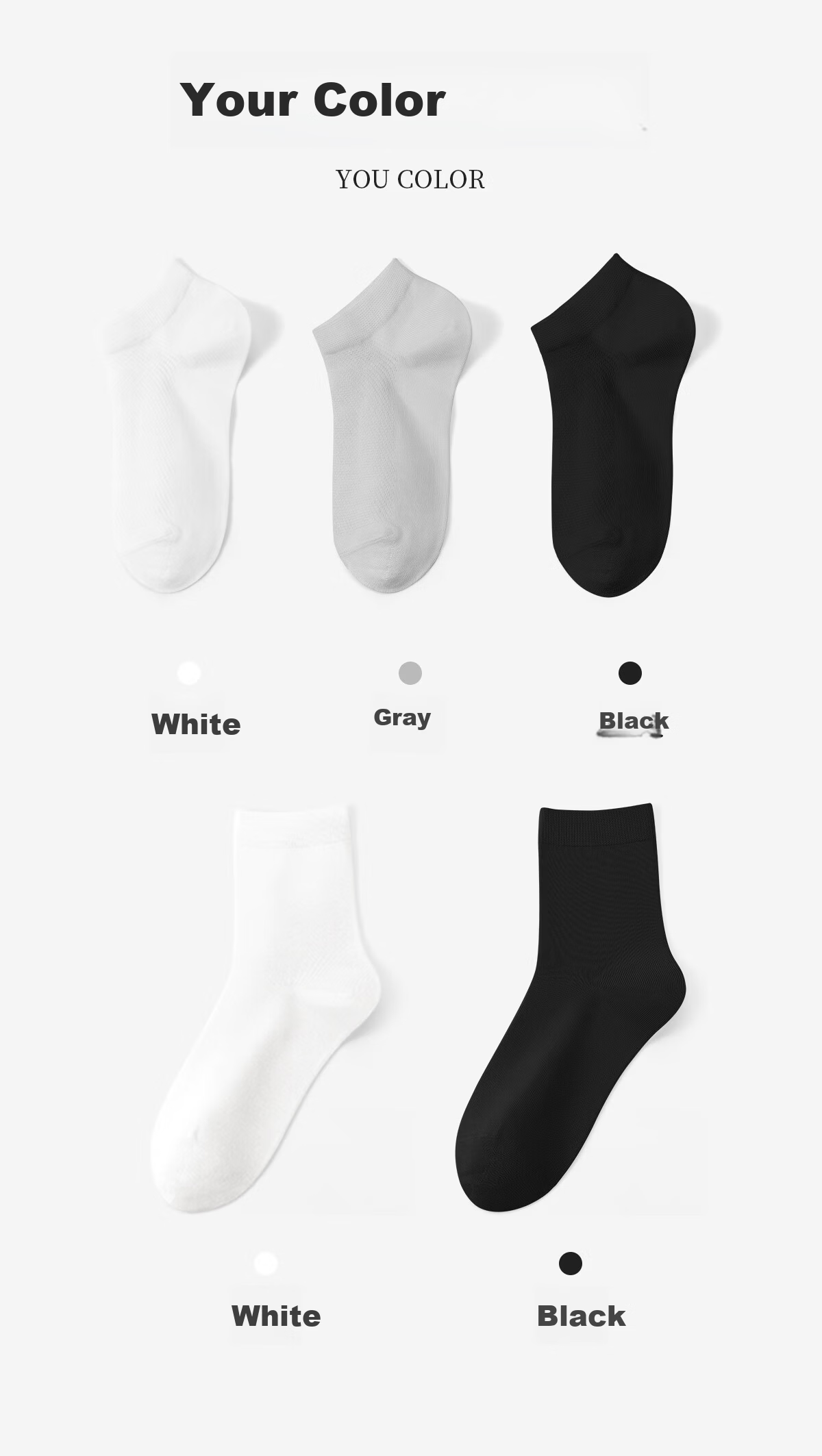 Buddygo Disposable Socks Unisex Daily Cotton Socks Travel Portable Wash-Free Odor-Resistant Mid-Calf 5 Pairs 24