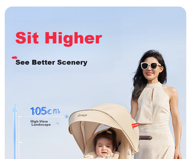Wanya T6-2 Stroller High Landscape Baby Stroller Convertible Lightweight Foldable Reversible Champagne Gold PRO 6