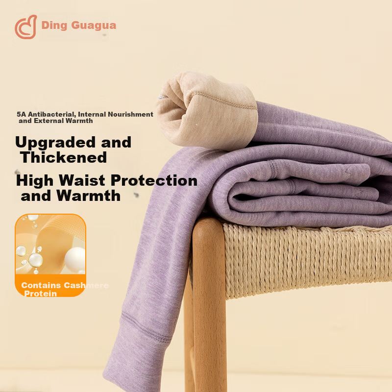 Dingguagua Children's Fleece-Lined Thickened Warm Pants Autumn Winter Girls High-Waist Cotton School Uniform Thermal Underwear Purple Size 130