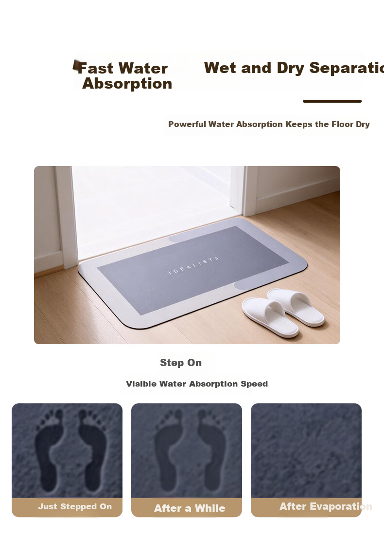 Grace Bathroom Mat Absorbent Non-Slip Floor Mat for Kitchen, Bathroom, Toilet Entrance Home Rug 3