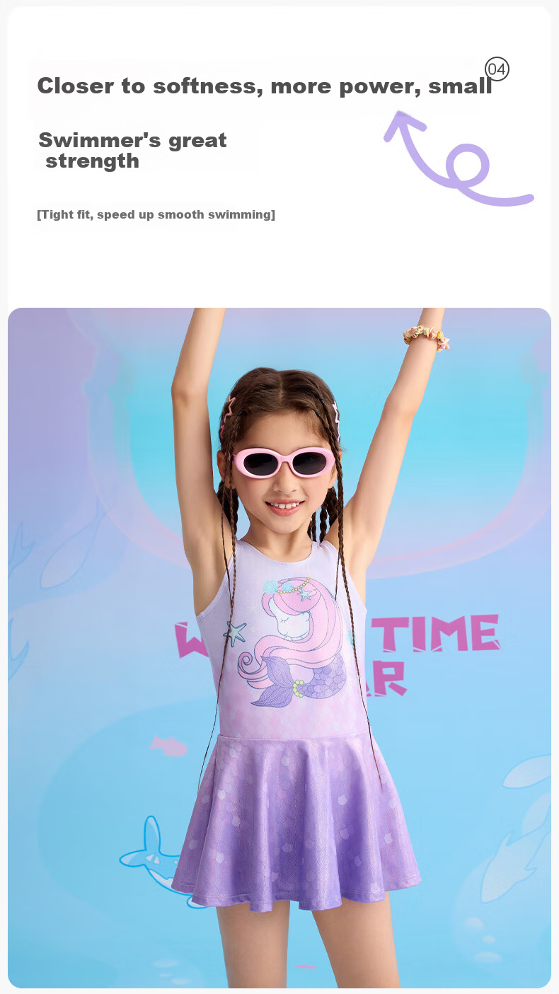 WATERTIME / Shuichuan Girls' Swimsuit 2025 New Kids' One-Piece Princess Skirt Swimwear UV Protection for Spa and Large Children 9