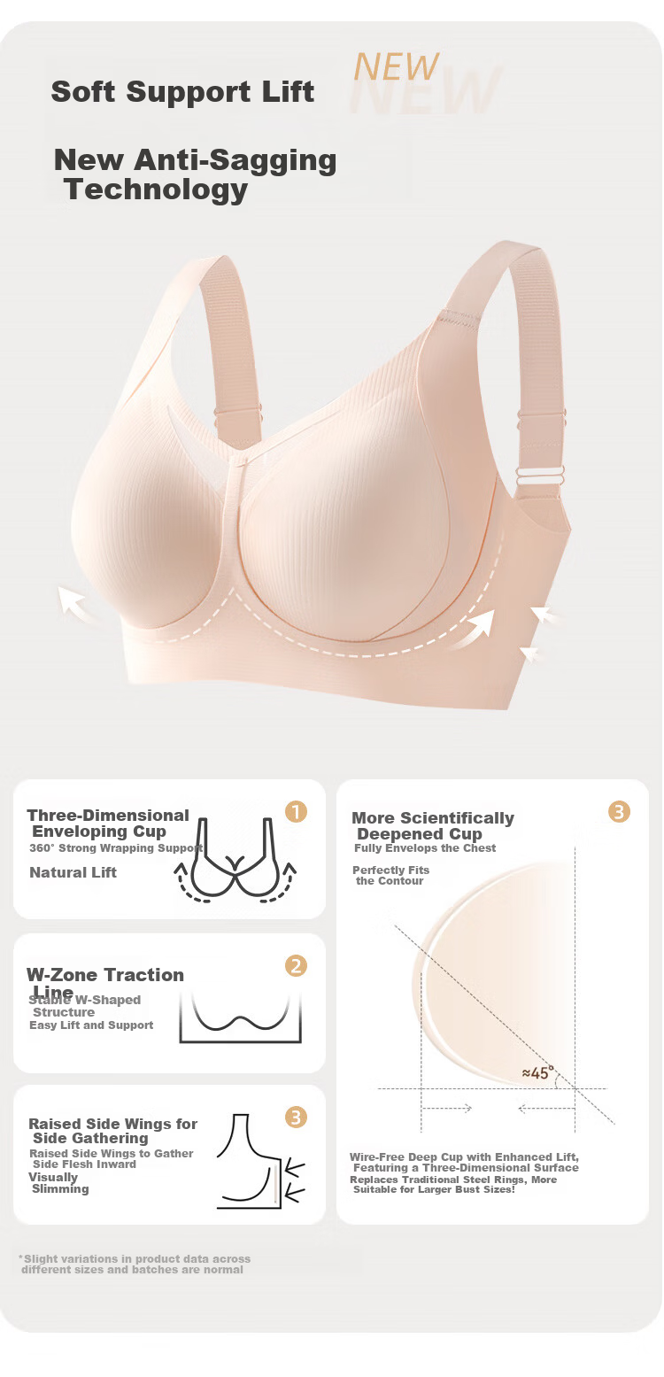 GRACEWELL Seamless Large Bust Minimizing Bra for Women, Lift and Gather, Anti-Sagging, Side Support, Wireless Sports Bra 2