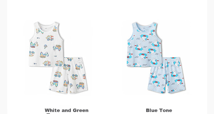 Balabala Baby Vest Set Summer Air-Conditioned Clothing Children's Pajamas Toddler Boys Homewear Comfortable Sleeveless 10