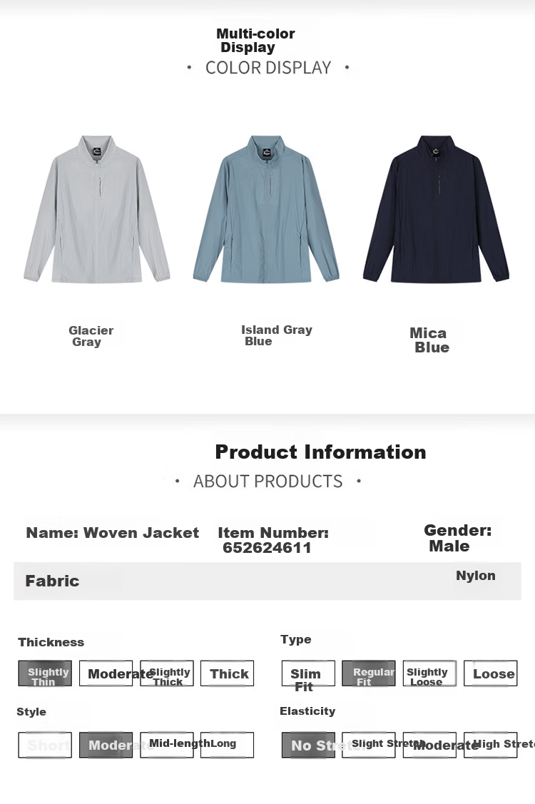 361° Men's Sunscreen Jacket Spring Summer UPF100+ Sports Outdoor Stand Collar Cooling Quick-Dry Coat 652624611-3 29
