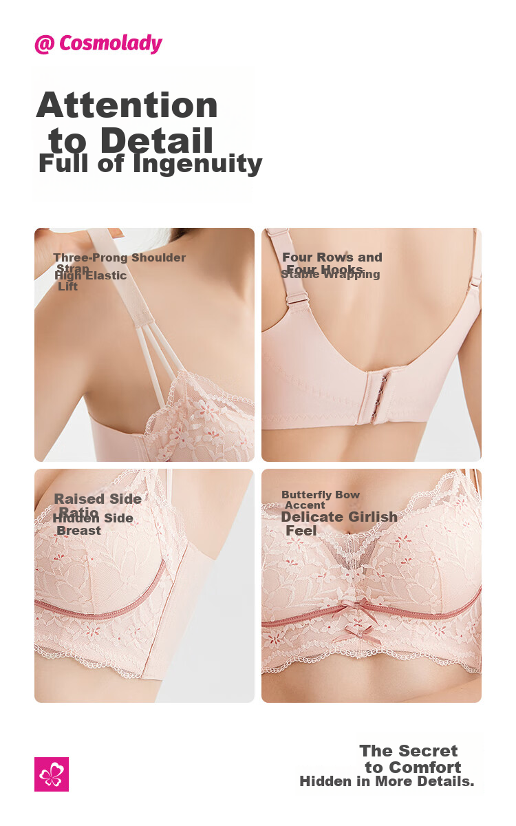 Urban Beauty Soft Steel Ring Bra Push-Up Side Breast Concealing Light Shaping Sexy Lace Underwear 2B41A5 Light Green 12
