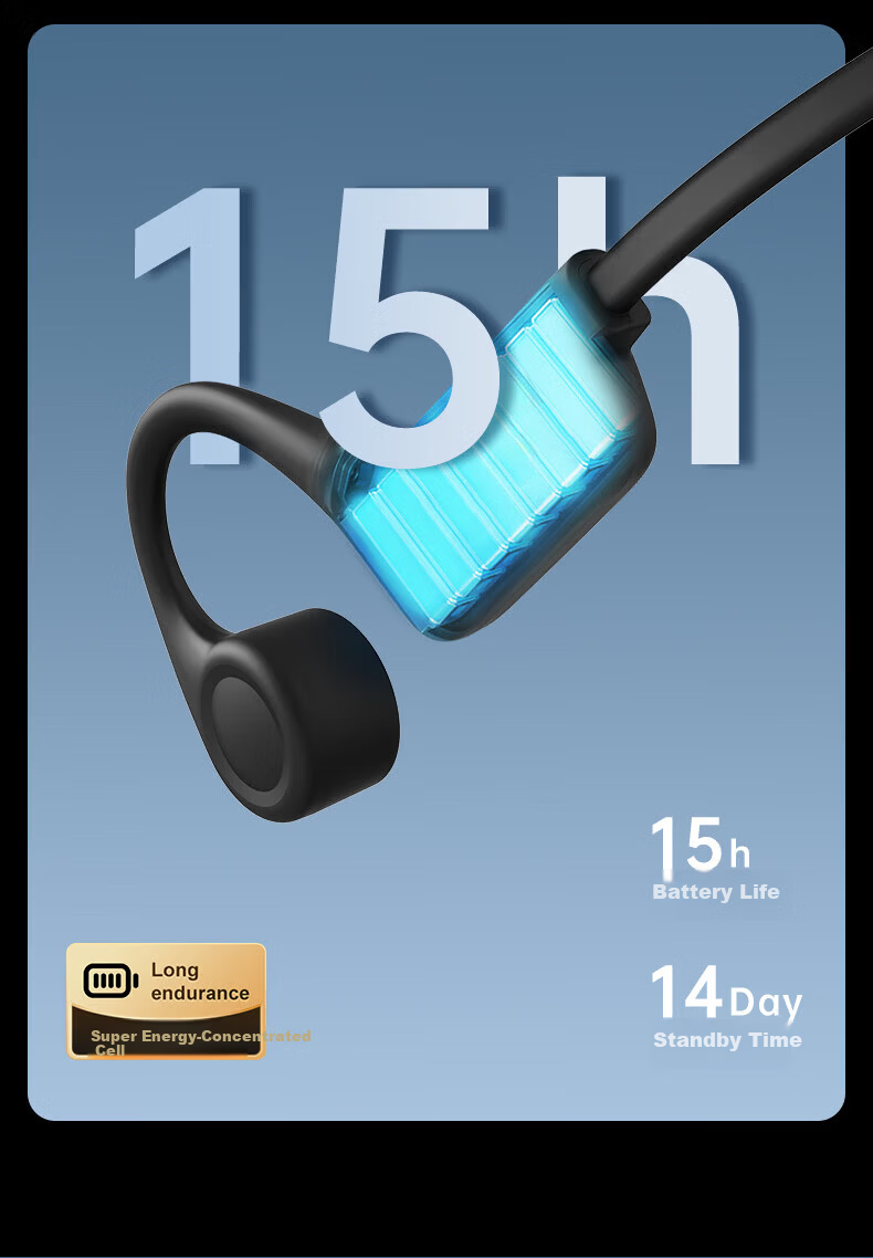 KINYO Sports Bone Conduction Open Bluetooth Earphones Comfortable Non-In-Ear Ear-Hook Design Long Battery Life Sweatproof Waterproof for Cycling Outdoor Sports 29