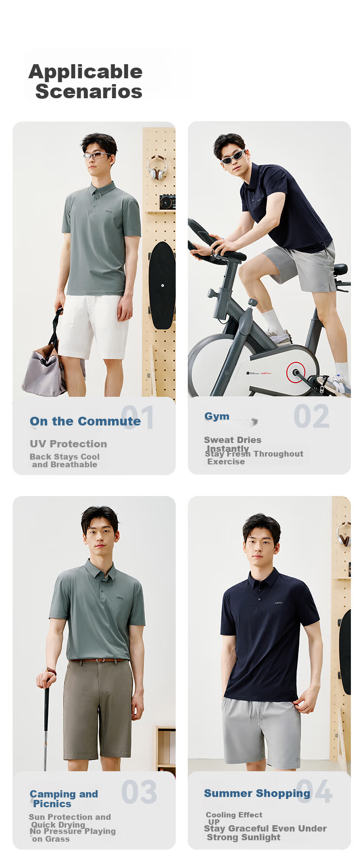 JD Jingzao Men's High Elasticity Polo Shirt Short Sleeve T-Shirt Sun Protection Navy Blue S 10