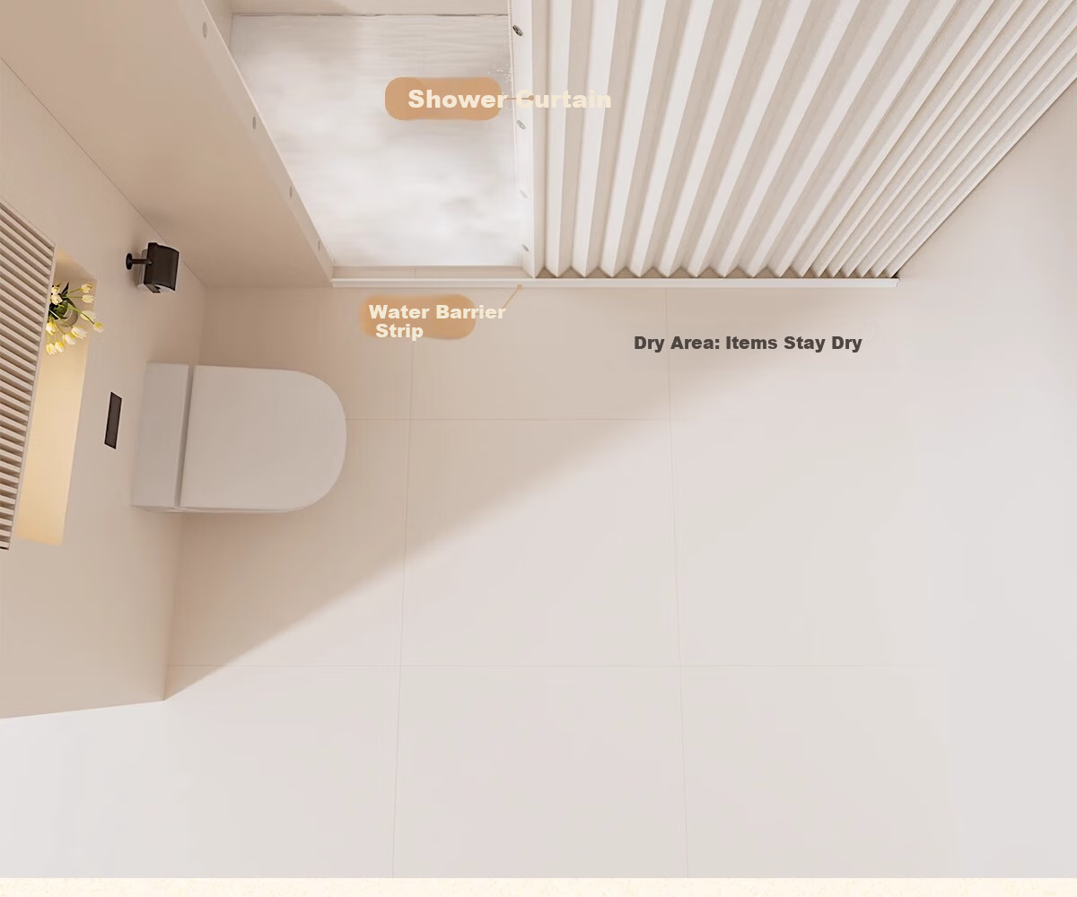 Honglu Bathroom Folding Magnetic Waterproof Shower Curtain Partition for Wet and Dry Separation Invisible Water Barrier No Drilling Required 10