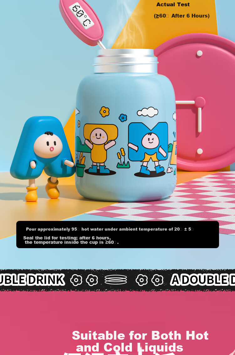 Beingmate Baby Dual-Use Insulated Bottle for Infants 0-3-6+ Months Student Water Bottle Direct Drinking Straw Cup 6