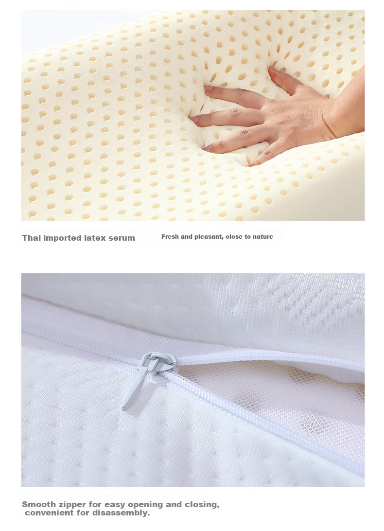 Fuanna Home Textile Latex Pillow Thai Imported Natural Deep Sleep Cervical Pillow Core Antibacterial High Pillow 59*39*10/12cm 13