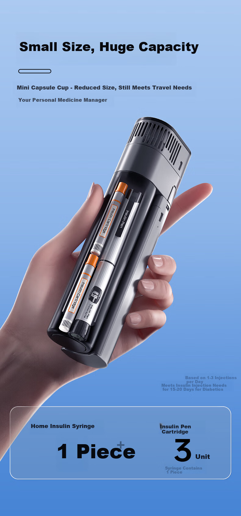 SECRETSBOX 2026 New Mini Capsule Insulin Cooler Box with Built-in Battery Portable Airplane Cooling Cup Mini Refrigerator 3