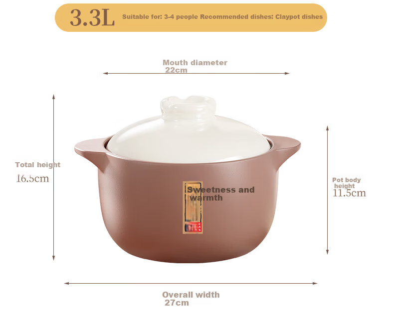 Royalstar Ceramic Casserole Pot 4.5L High-Temperature Resistant Soup Stew Pot Wide Mouth Gas Stove Compatible 20