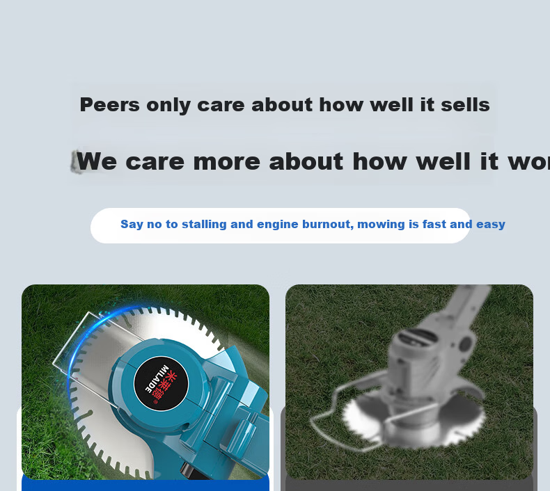 Milade Electric Lawn Mower Small Home Use Cordless Rechargeable Lithium Battery Multifunctional Grass Trimmer Cutter Tool 12