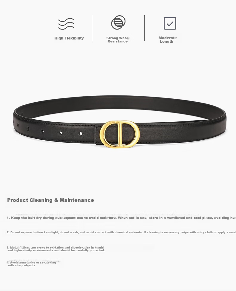 TUCANO Women's Leather Belt Denim Waist Belt Korean Style Smooth Buckle Plate Buckle Pin Buckle Belt Birthday Gift for Girlfriend 1