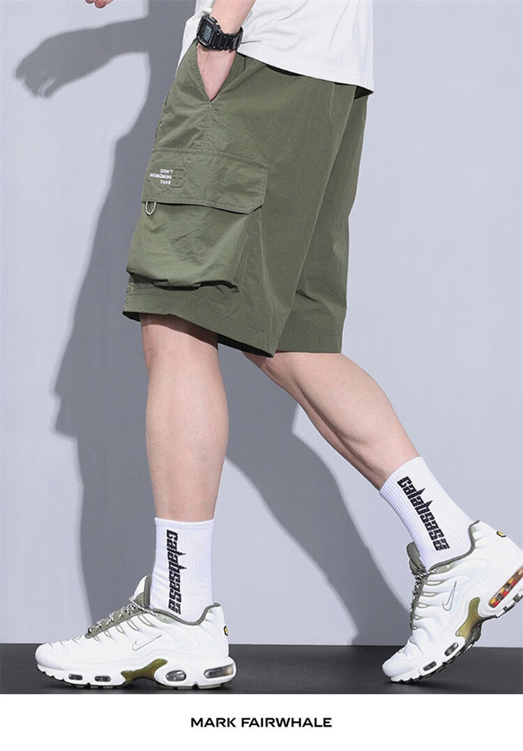 MARK FAIRWHALE Men's Summer American Style Cargo Cooling Lightweight Casual Loose Fit Five-Point Shorts, Military Green, M 5