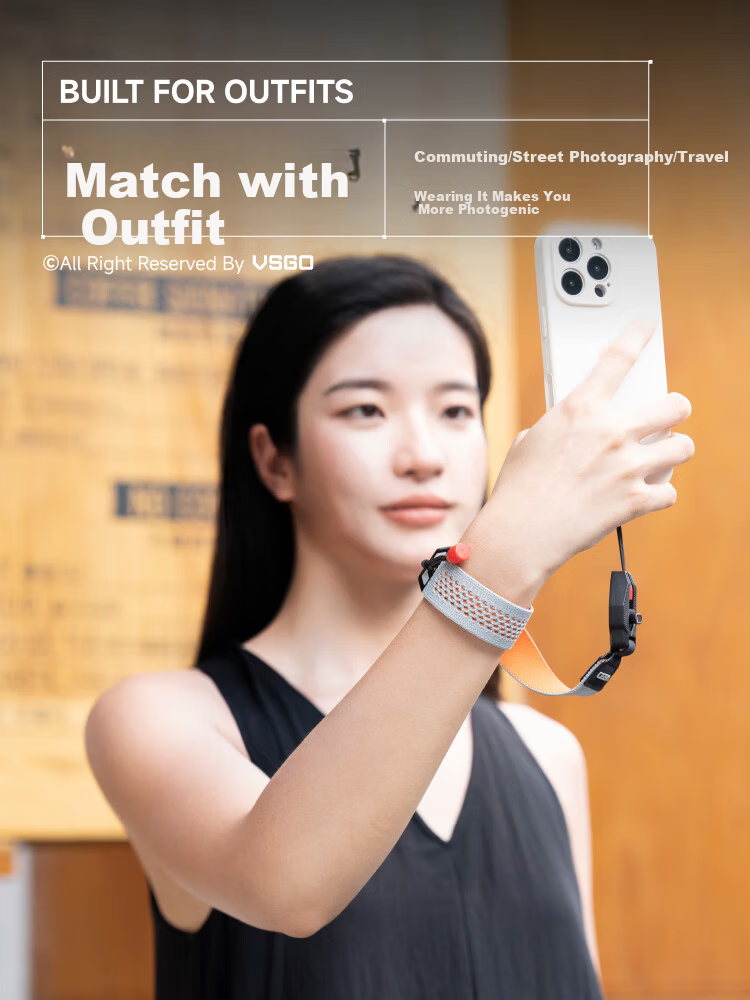VSGO Black Hawk CASUAL Lightweight Photography Wrist Strap Camera Wristband Quick Release Lanyard Gray Mist Orange 11