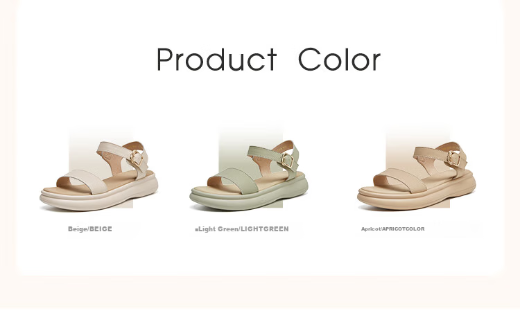 ZHR Women's Summer Sandals 2026 New Thick Sole One-Strap Beach Roman Slippers M561 Apricot Size 35 4