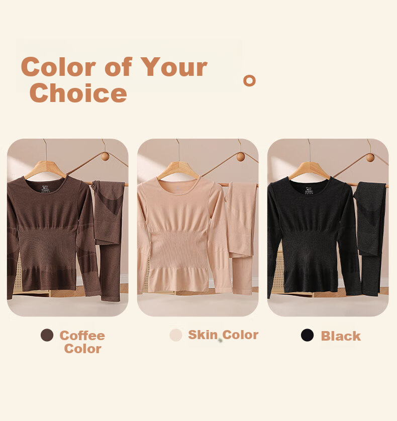 GRACEWELL Women's Thermal Underwear Set Slim Fit Stretch Cashmere Base Layer Autumn Winter Body Shaping 11