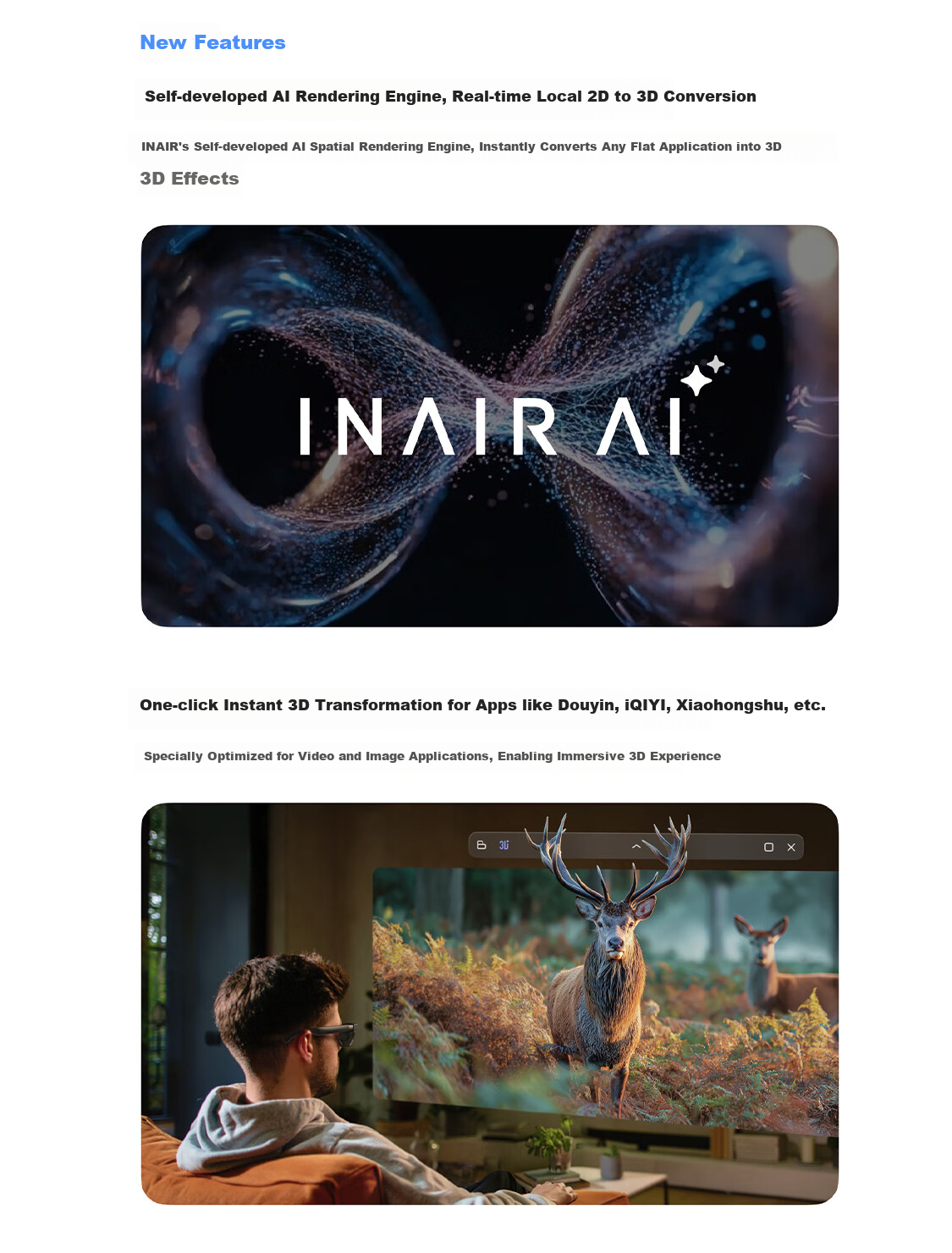 INAIR AI Spatial Computer Office Kit AR Glasses Smart Glasses Wireless PC Streaming 3DoF Spatial Hover (Anti-Dizziness) AI Spatial Computer Office Kit 1