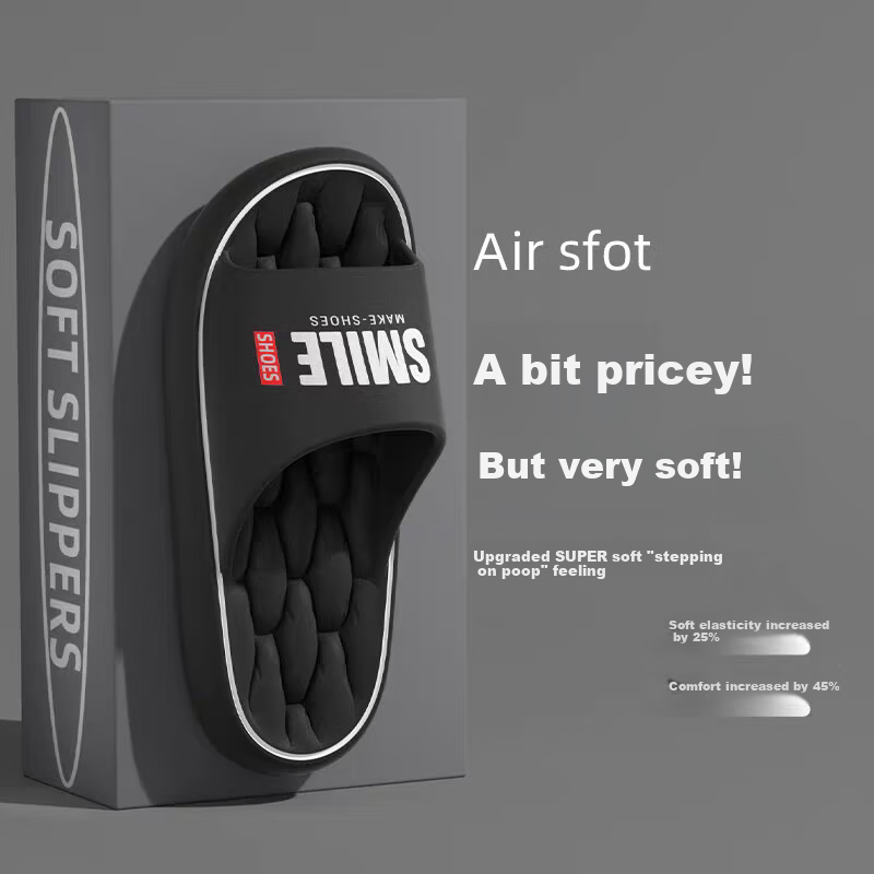 Seven-Color Spun Men's Soft Elastic Slippers Outdoor Non-Slip EVA Home Bathroom Shower Sandals Gray Size 44-45 1