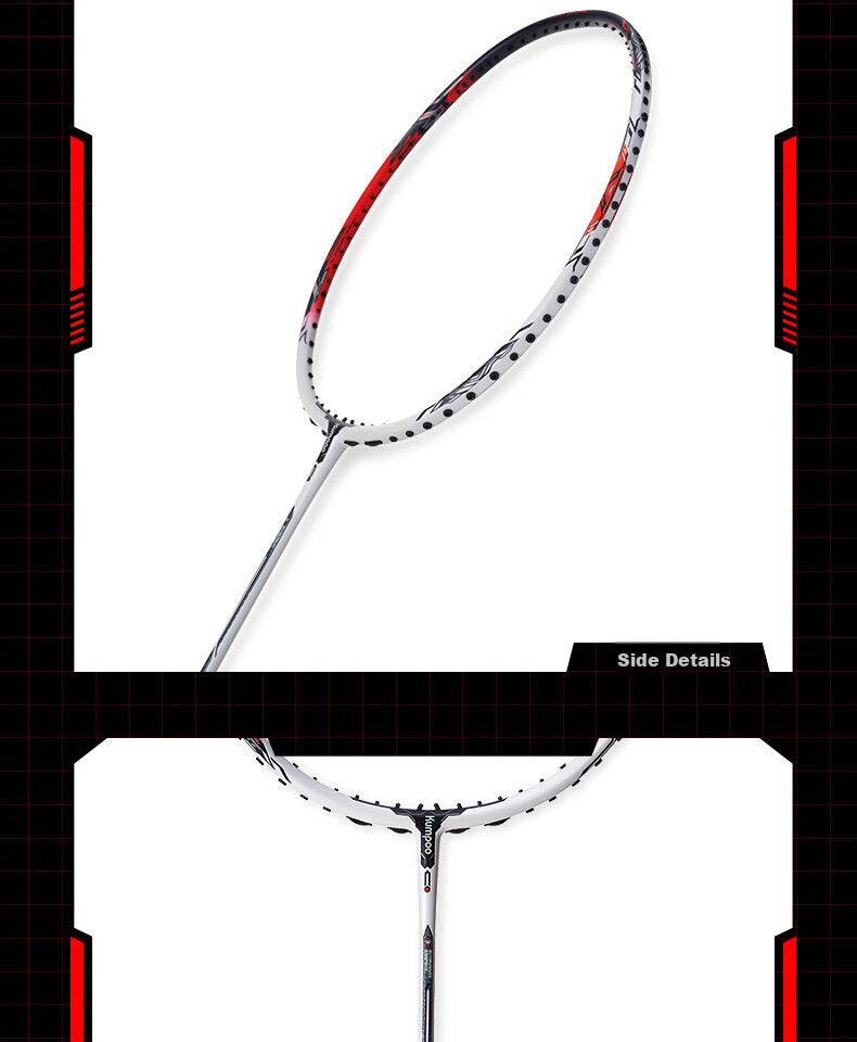 KUMPOO AK-7 Second Generation Badminton Racket Full Carbon Ultra-Light Xunfeng Professional Training Competition Offensive Racket 4U White 11