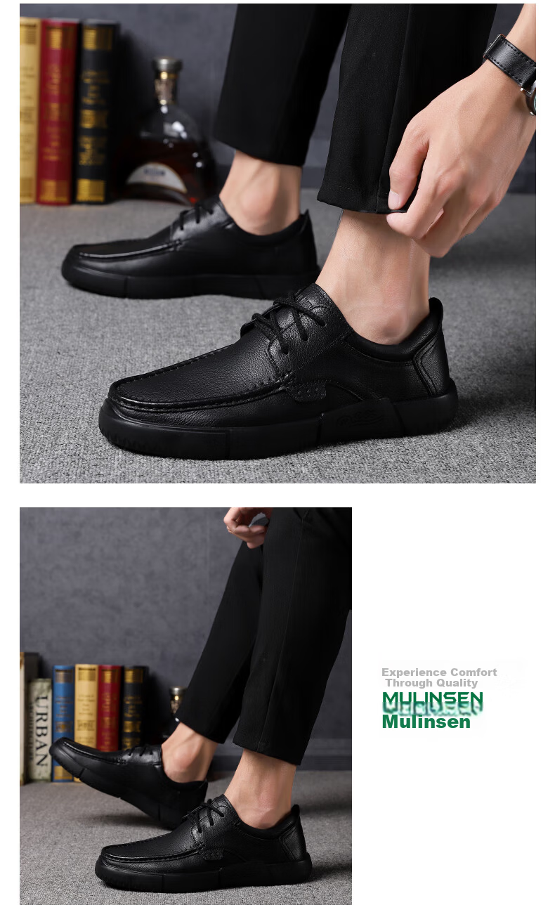 MULINSEN Men's First Layer Cowhide Business Casual Breathable Soft Sole Driving Shoes M9011026 11