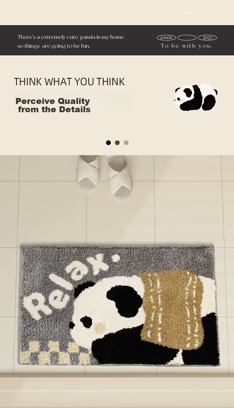 Cute Panda Plush Non-Slip Absorbent Bathroom Floor Mat for Home Toilet Entrance 5