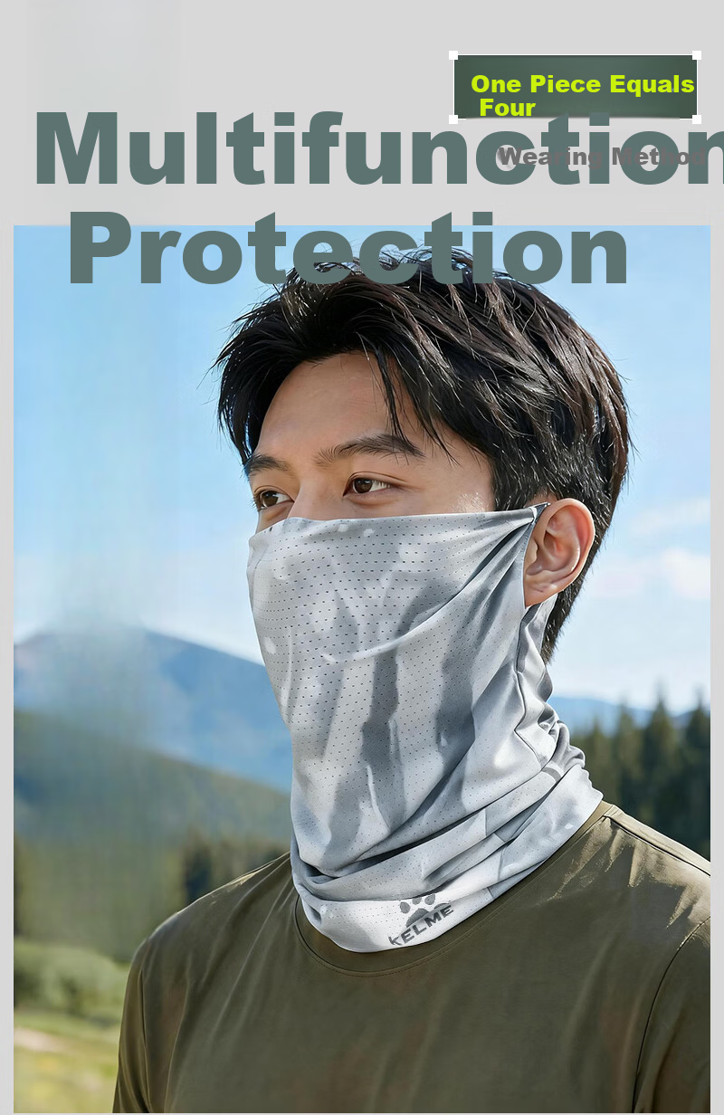 KELME Summer Cycling Ice Silk Sun Protection Face Mask with Ear Loops Neck Gaiter UV Protection for Men and Women Fishing Mountaineering Scarf 12