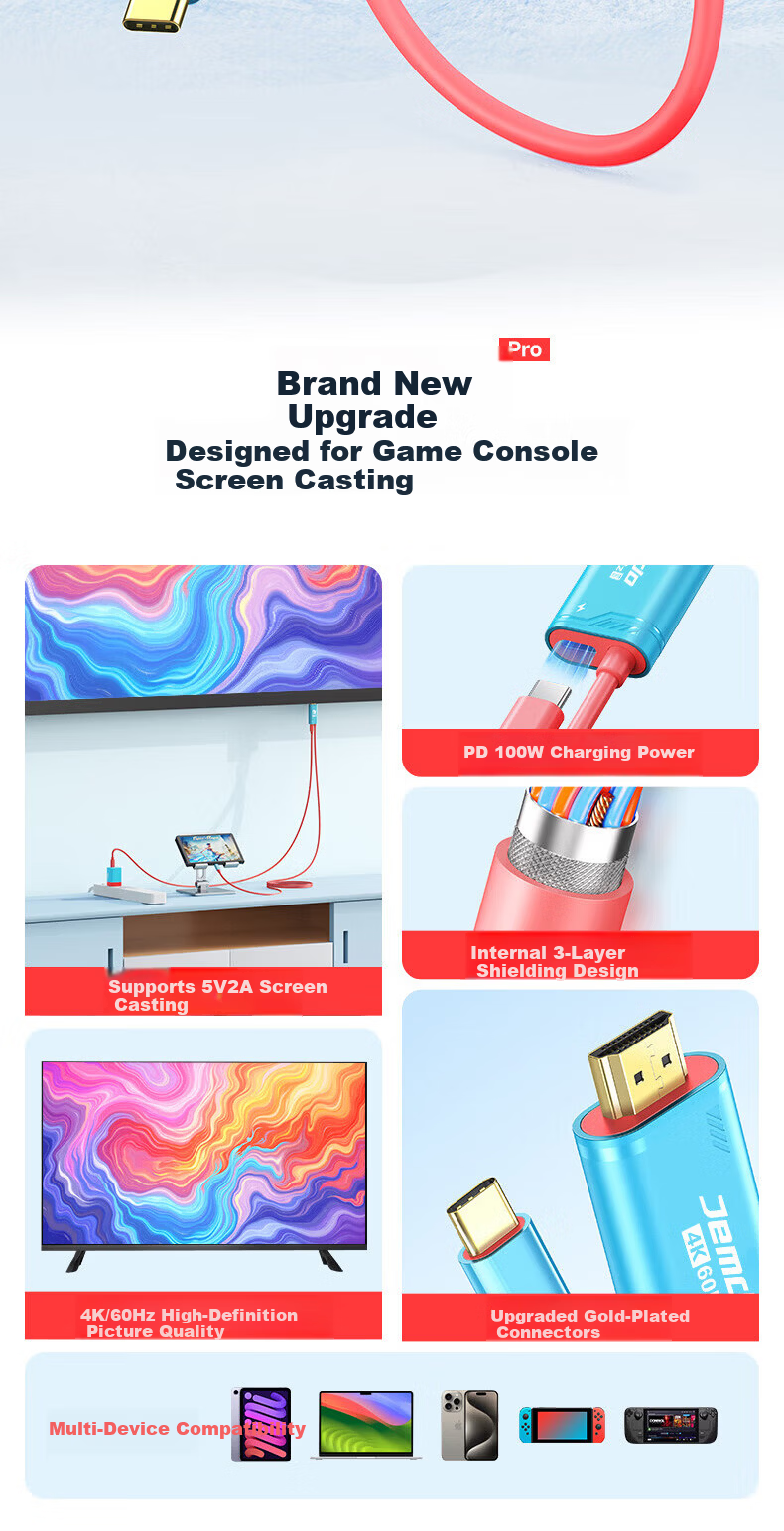 Jemdo Video Capture Card Compatible with Switch2/PS5, Live Streaming And Recording OLED Capture Device for Laptops, 4K HD NS2 Mobile OTG Adapter 4