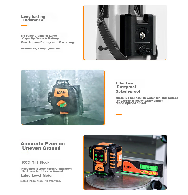 LAISAI Level LSG649SPD Green Light 5-Line, Infrared High-Brightness High-Precision Automatic Leveling Laser for Carpentry And Wall Constructio 4