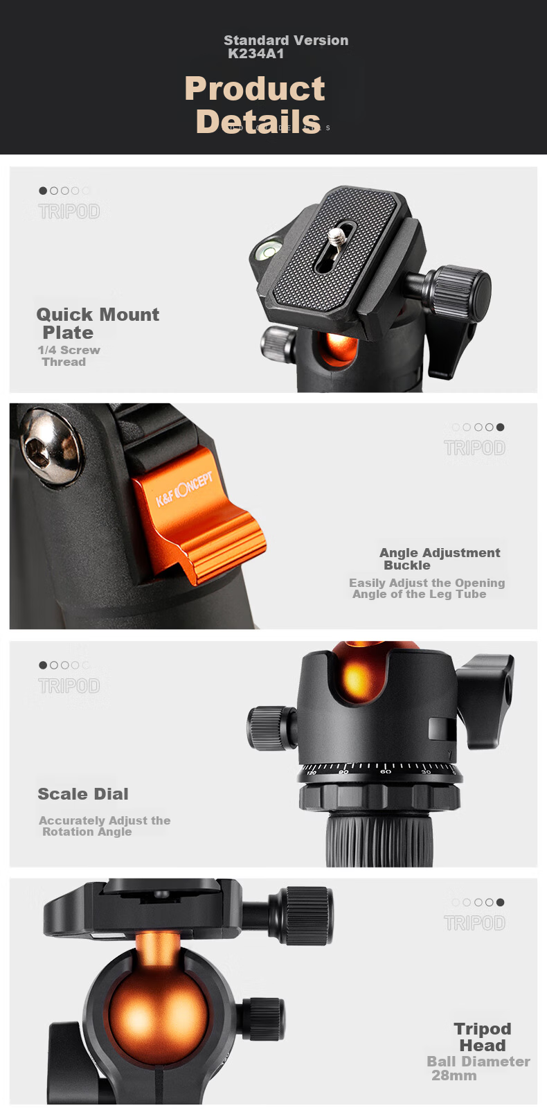 Zhuoer Tripod Camera Stand, Multifunctional Center Column, Horizontal Tripod, DSLR Photography Phone Stand, Horizontal Arm at 90 Degrees, Indoor Live Streaming, Food Photography, Outdoor Monopod 7