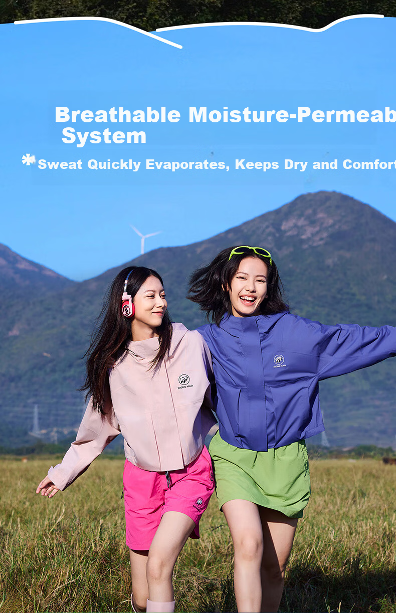 CAMEL Women's Single-Layer Windbreaker Outdoor Waterproof Short Mountaineering Jacket A25BA6LB139 Ice Blue L 4