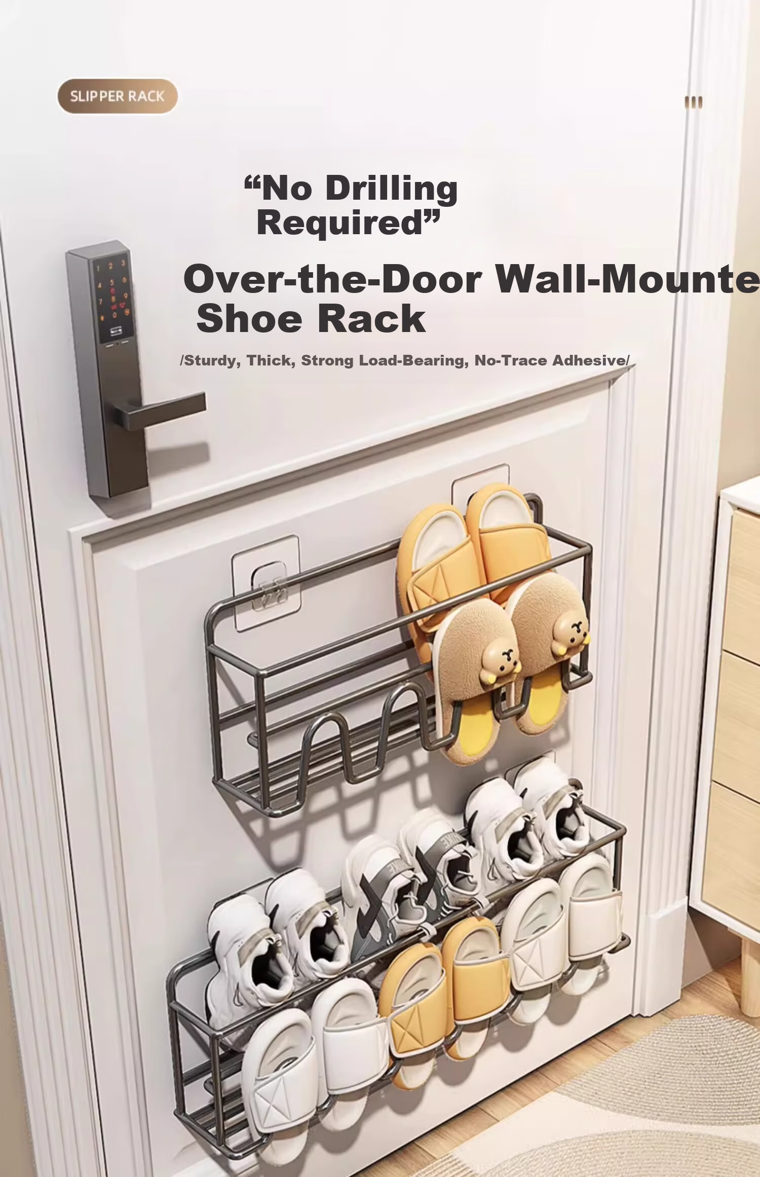 MUYA Over-the-Door Wall-Mounted Shoe Rack Dormitory Simple No-Drill Bathroom Wall Storage Shoe Organizer 1