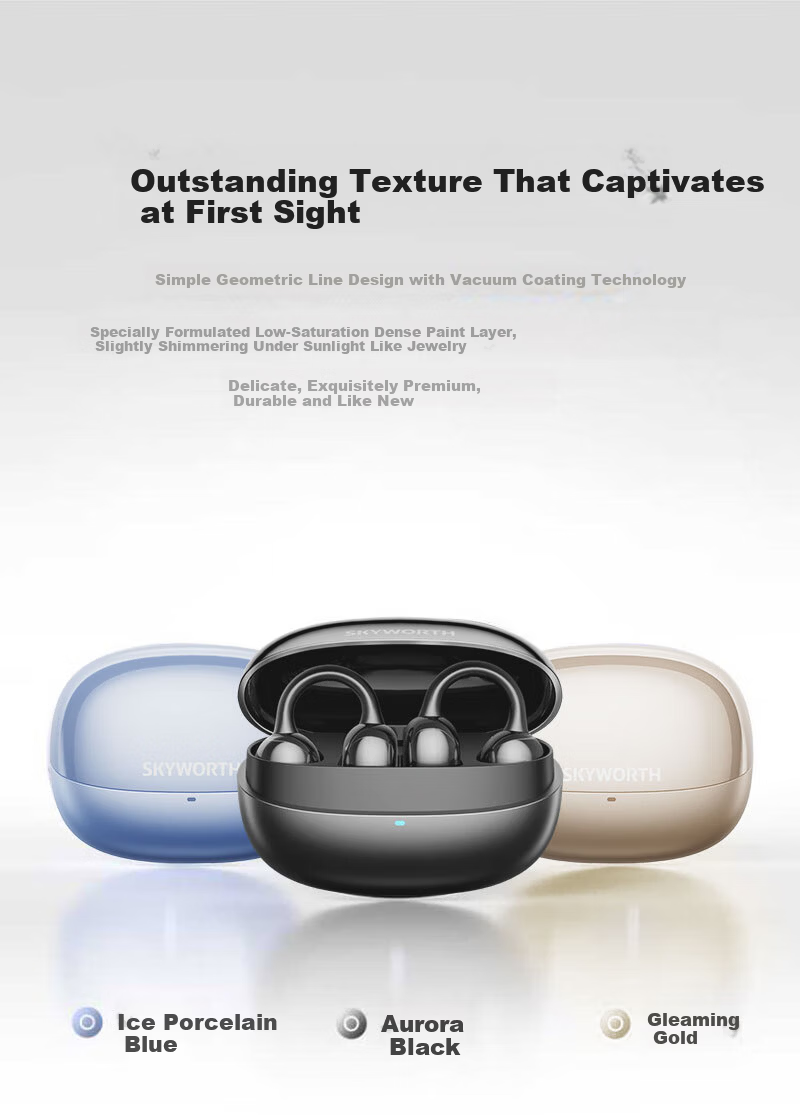 Skyworth S6 Sky Clip Aurora Black AI Version Bluetooth Clip-On Bone Conduction Open-Ear Wireless Sports Earphones New Year Gift 10