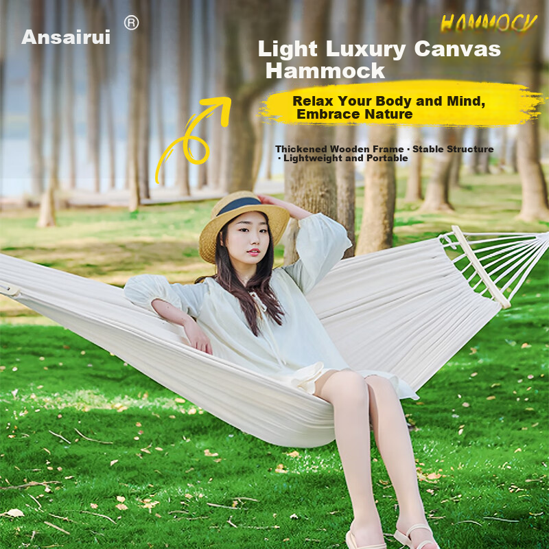 Ansell Portable Outdoor Double Hammock Thickened Wide Durable High Load Swing Hammock 8K00267