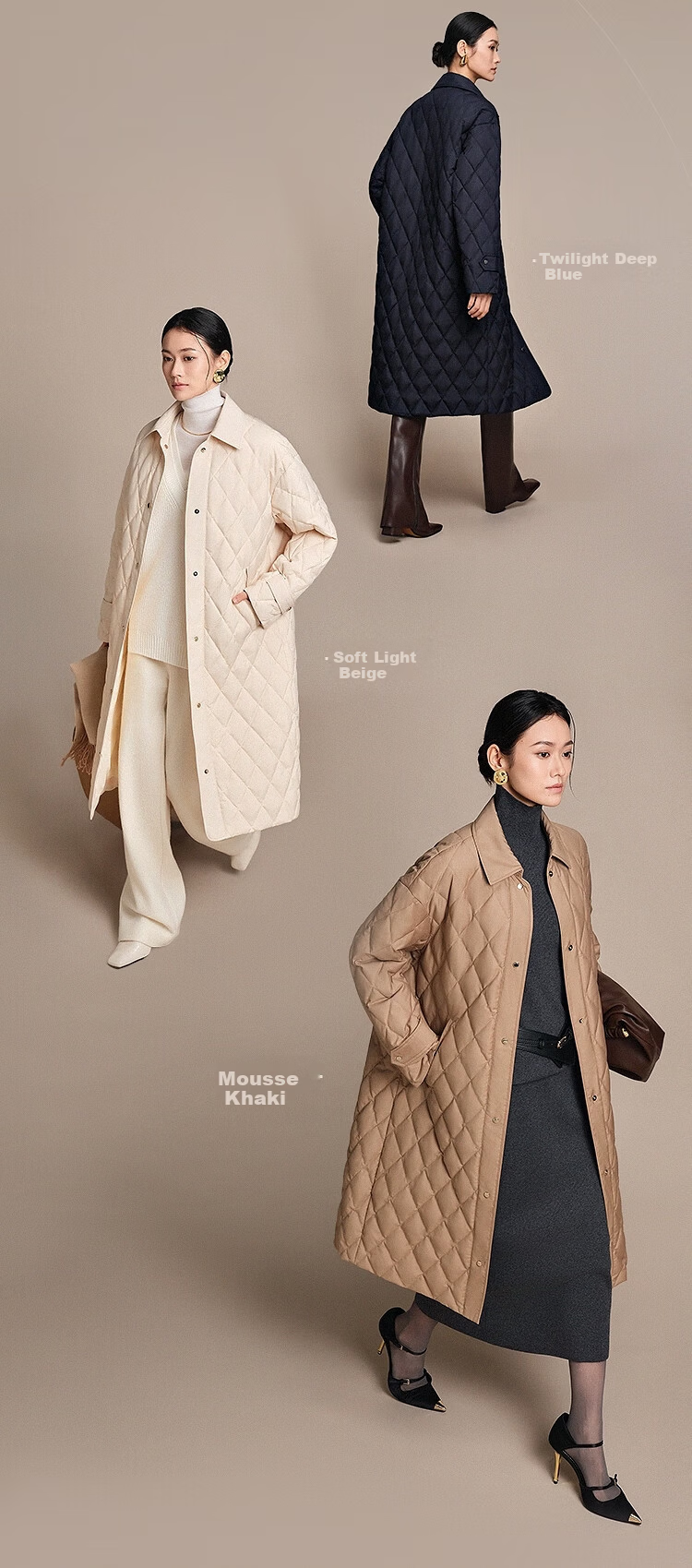 BOSIDENG Spring Autumn 90% Goose Down Lightweight Lapel Slim Fit Long Business Commuter Women's Coat 6