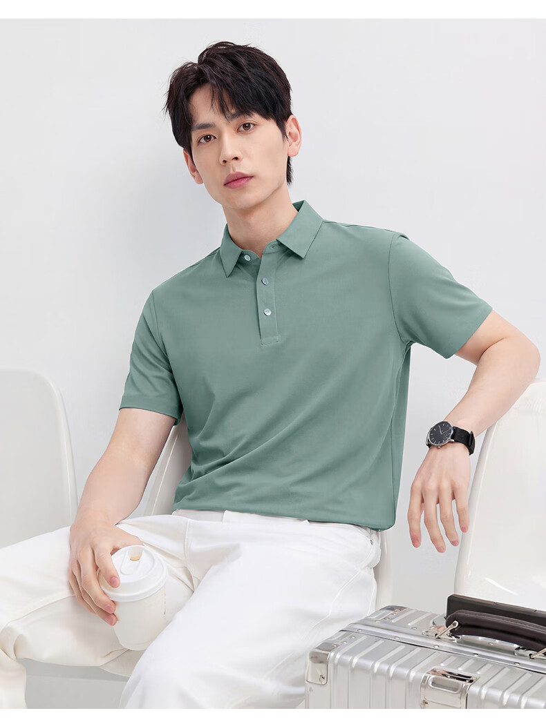 ROMON 7A Antibacterial Short Sleeve Polo Shirt Men Summer Cool Touch Sun Protection Business Shirt 13