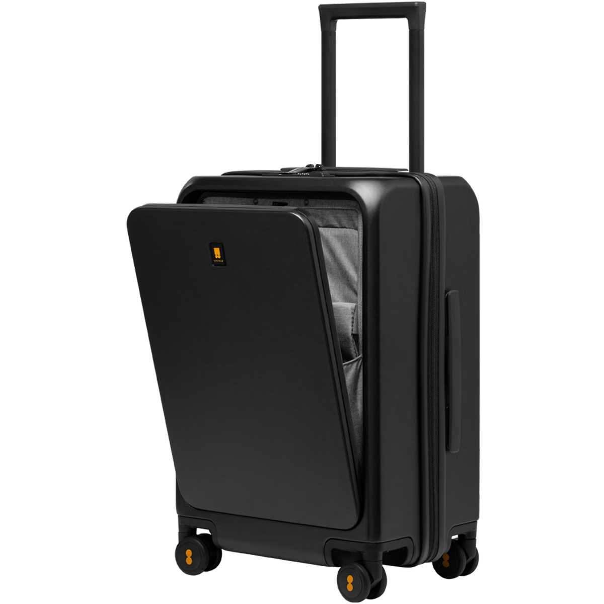 LEVEL8 Suitcase Travel Trolley Case, 20-Inch, for Men And Women, Business Carry-On Luggage, Front Opening, Spinner Wheels, Password Lock, Black