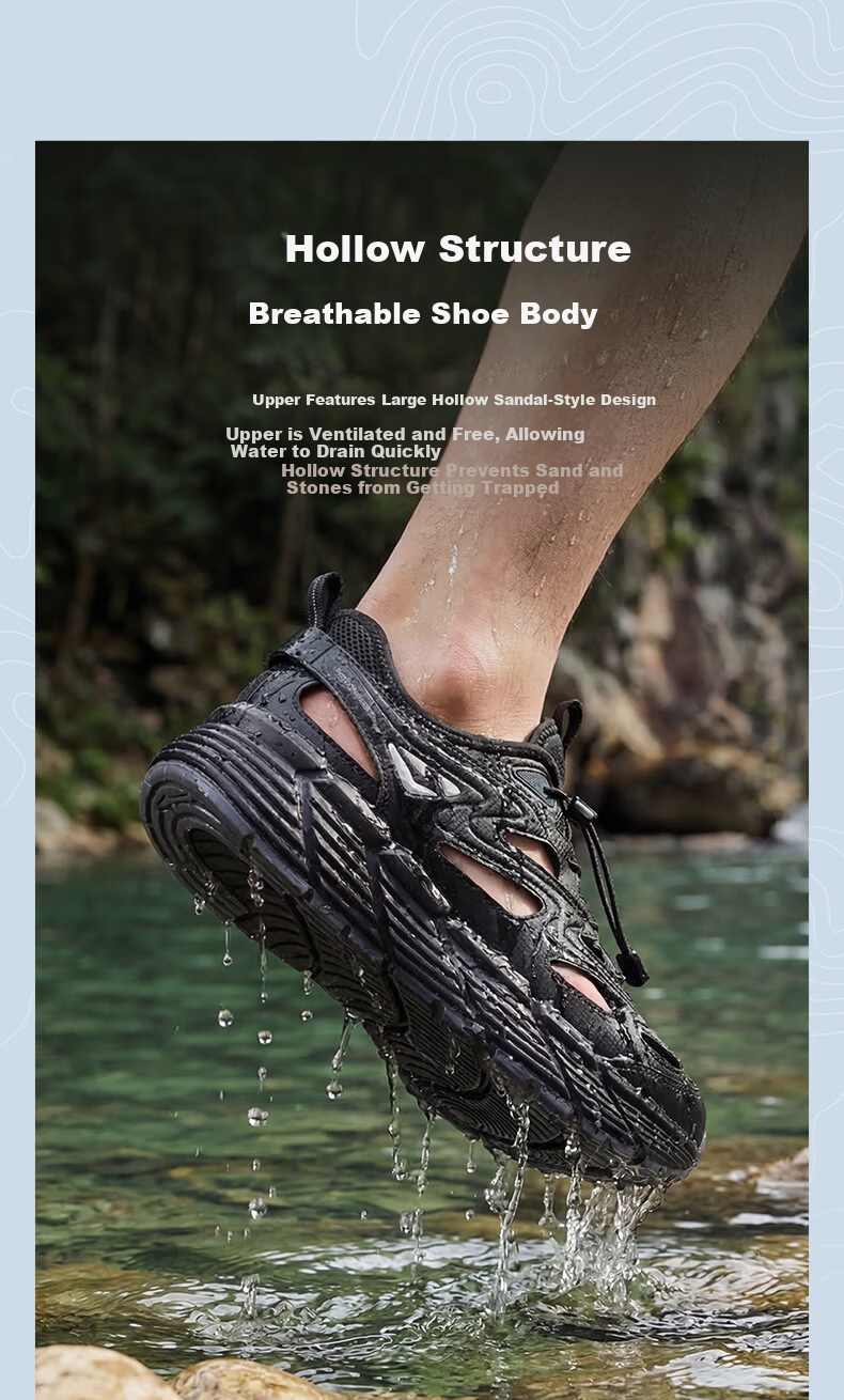ERKE Men's Creek Hiking Sandals Outdoor Sports Casual Beach Shoes | [Yu Shi Same Style] Qingxi 2.0 5