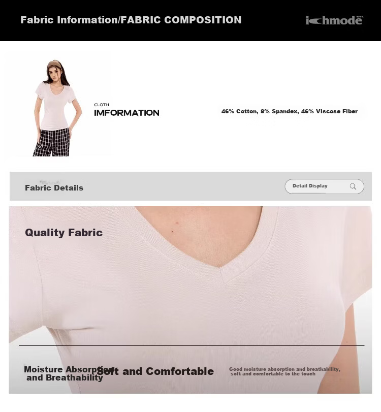 ICH MODE American Vintage Slim Fit V-Neck Cropped Short Sleeve T-Shirt Women Summer New Basic Shoulder Top Dark Purple S 2